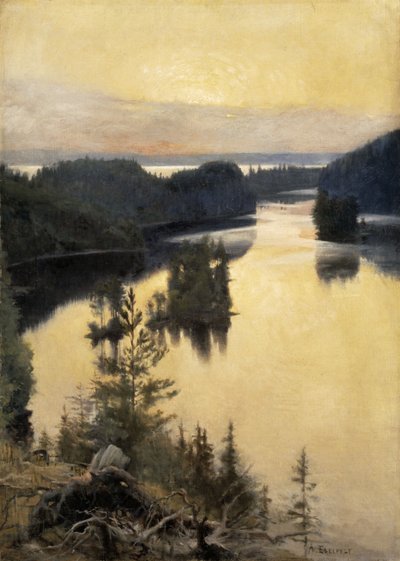 Kaukola Ridge ao pôr do sol de Albert Gustaf Aristides Edelfelt